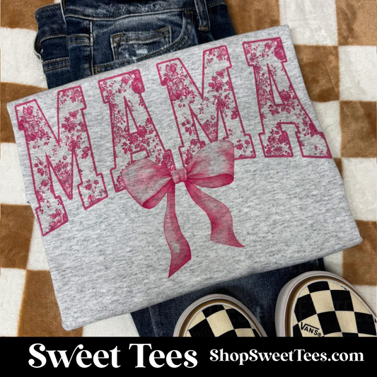 Mama Pink Lace Bow tee