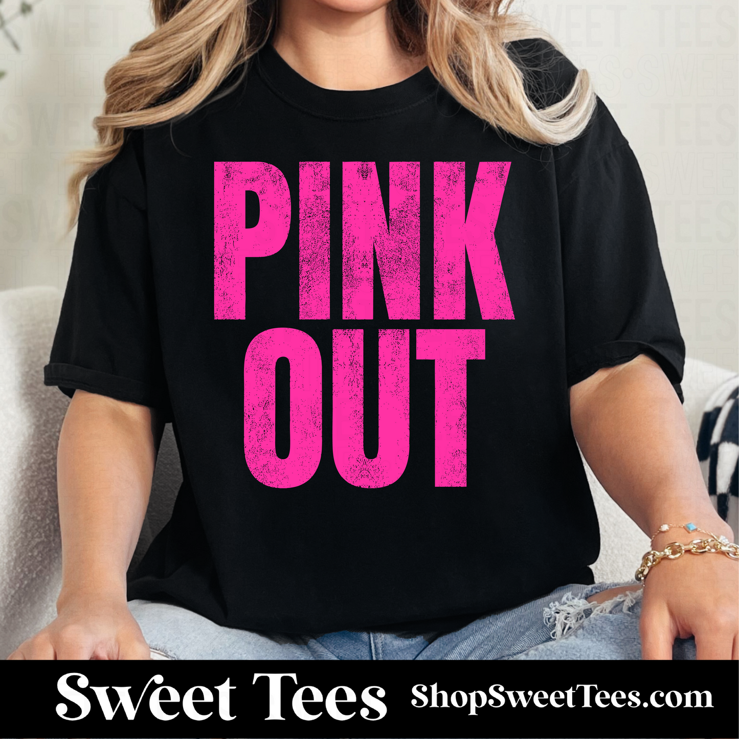 Pink Out Washed tee - Black