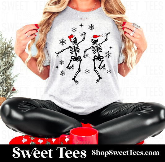 Dancing Christmas Skeletons tee