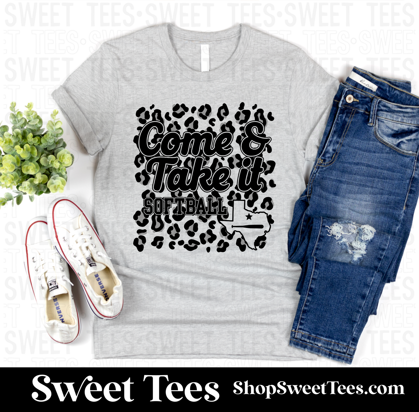 Come and Take It Softball Leopard Bold tee