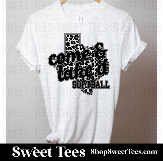 Come and Take It Softball Leopard Texas tee