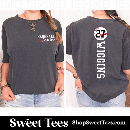 Baseball Custom Vertical Back tee