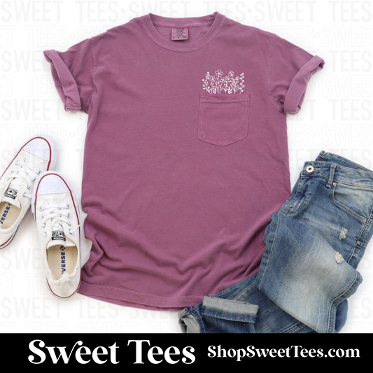 Pocket Full of Flowers Comfort Colors Pocket tee