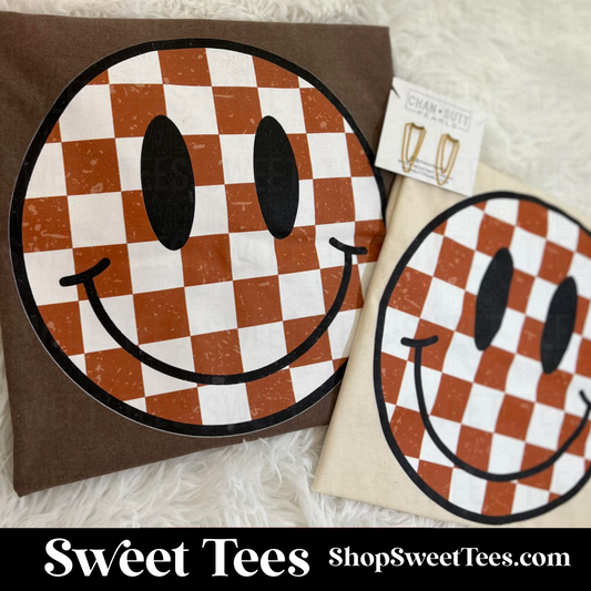 Brown Checker Smile tee