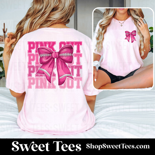 Pink Out Football Bow tee
