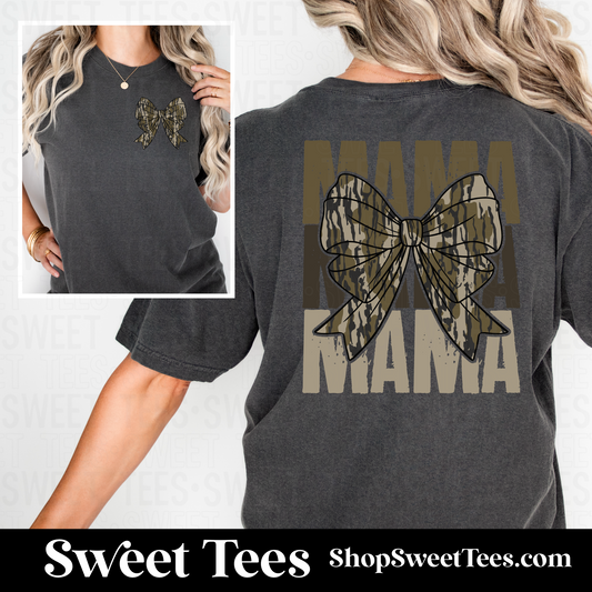 Camo Mama + Bow Pocket tee