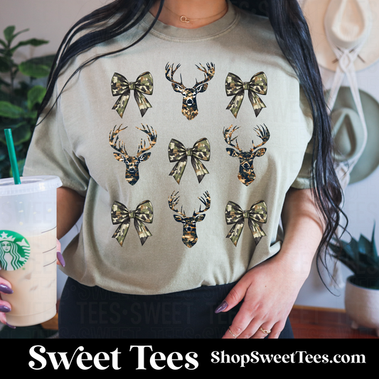 Coquette Camo Bow Deer Head tee