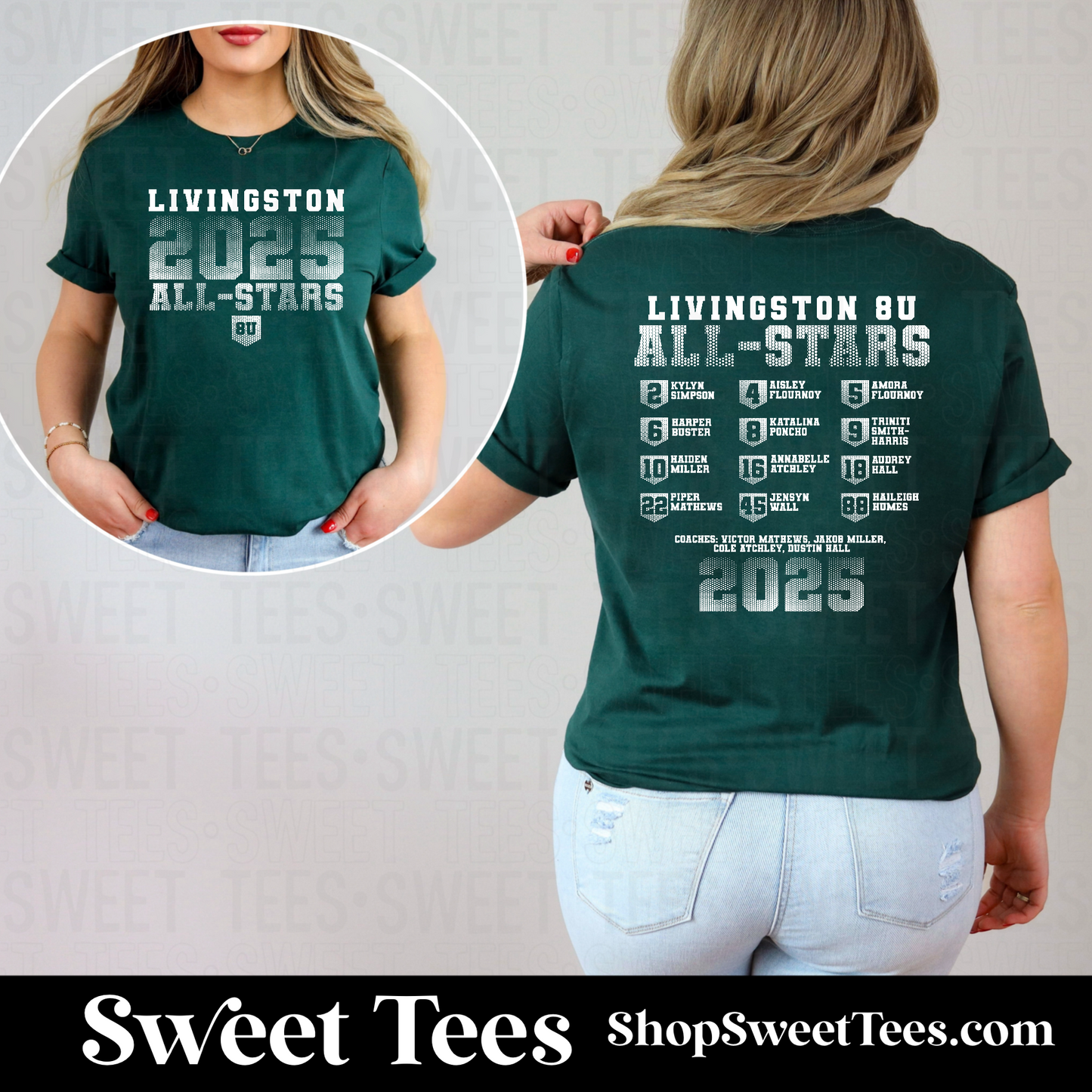 8U Softball Livingston All-Stars 2025 Roster tee