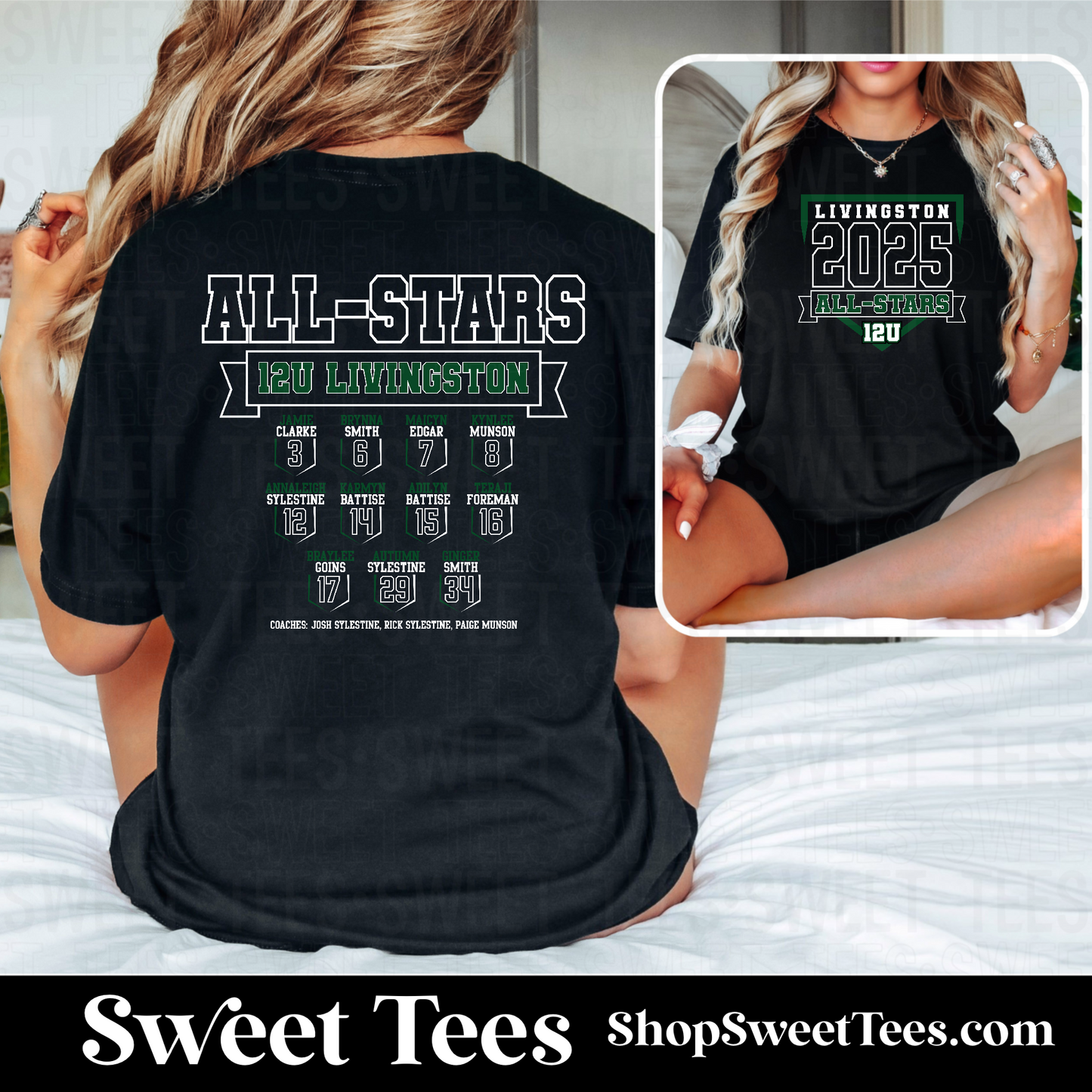 12U Softball Livingston All-Stars 2025 Roster tee