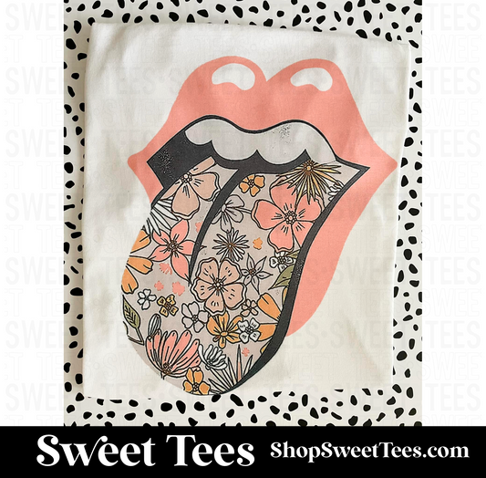 Floral Tongue tee - white