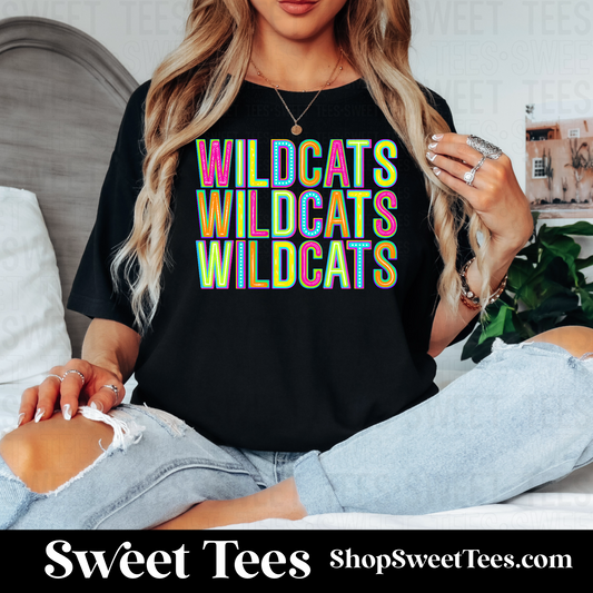 Wildcats Funky Colorful Alpha 074 tee