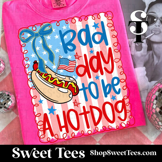 Bad Day to be a Hot Dog tee - Pink