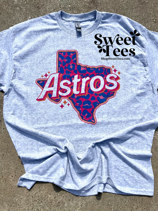 Astros Barbie Leopard Texas tee