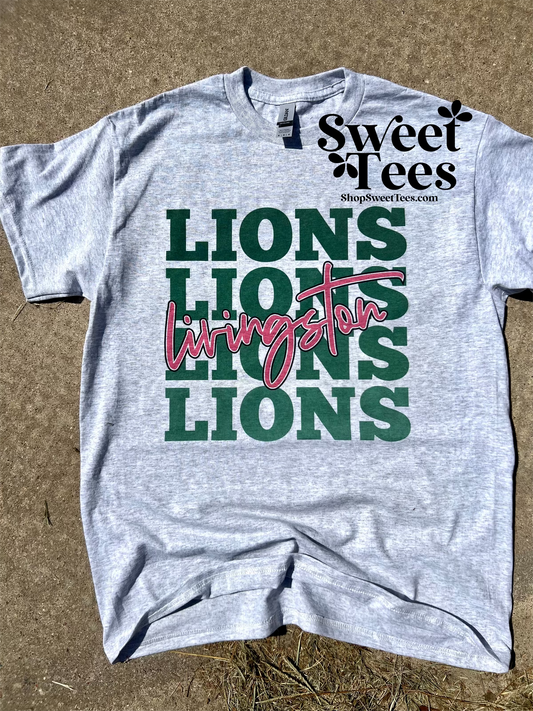 Lions Ombre Pink Livingston Stacked tee