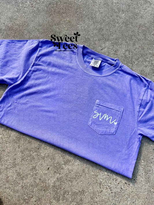 Scripty Monogram Pocket Comfort Colors tee