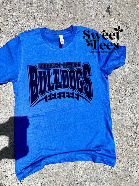 Corrigan Bulldogs Arched Football Lace tee