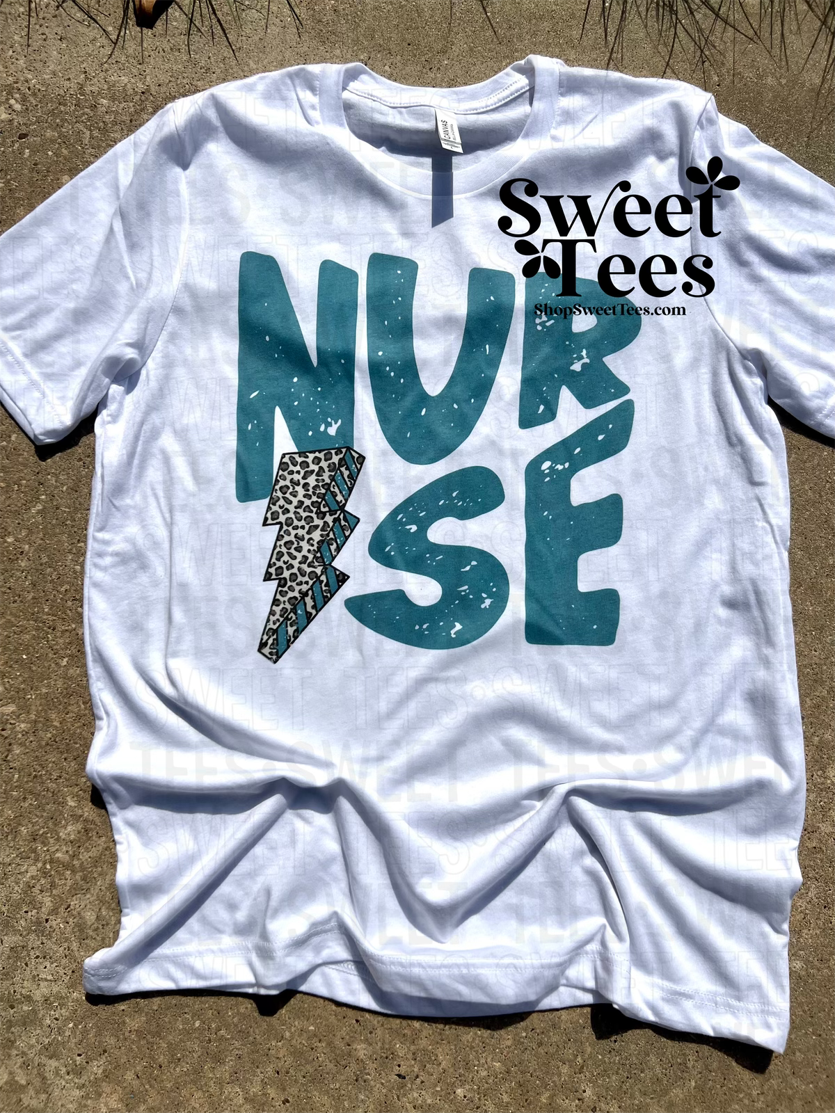 Teal Nurse Leopard Bolt Sweatshirt