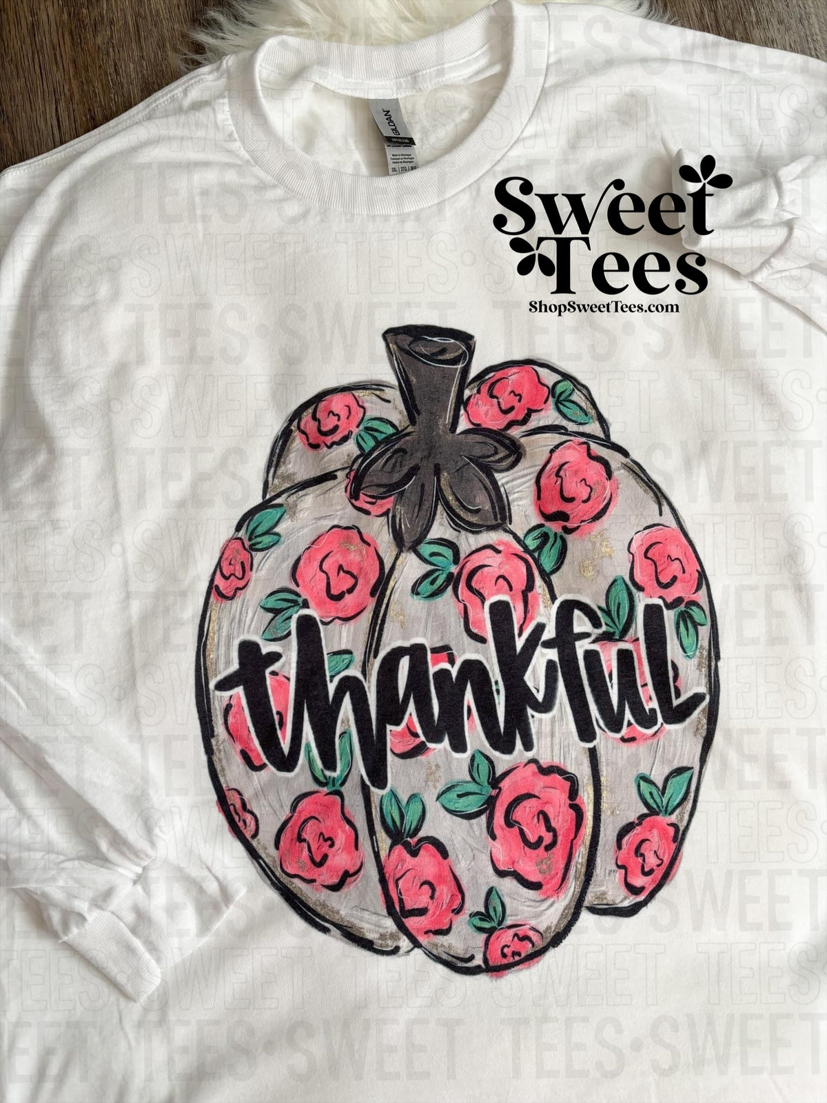 Thankful Rose Pumpkin Long Sleeve tee