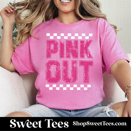 Pink Out Grunge Checker tee