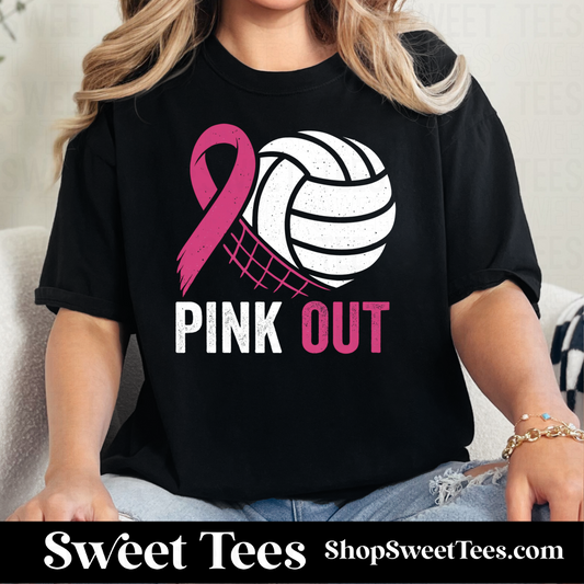Pink Out Volleyball Net Ribbon tee