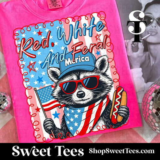 Red White and Feral tee
