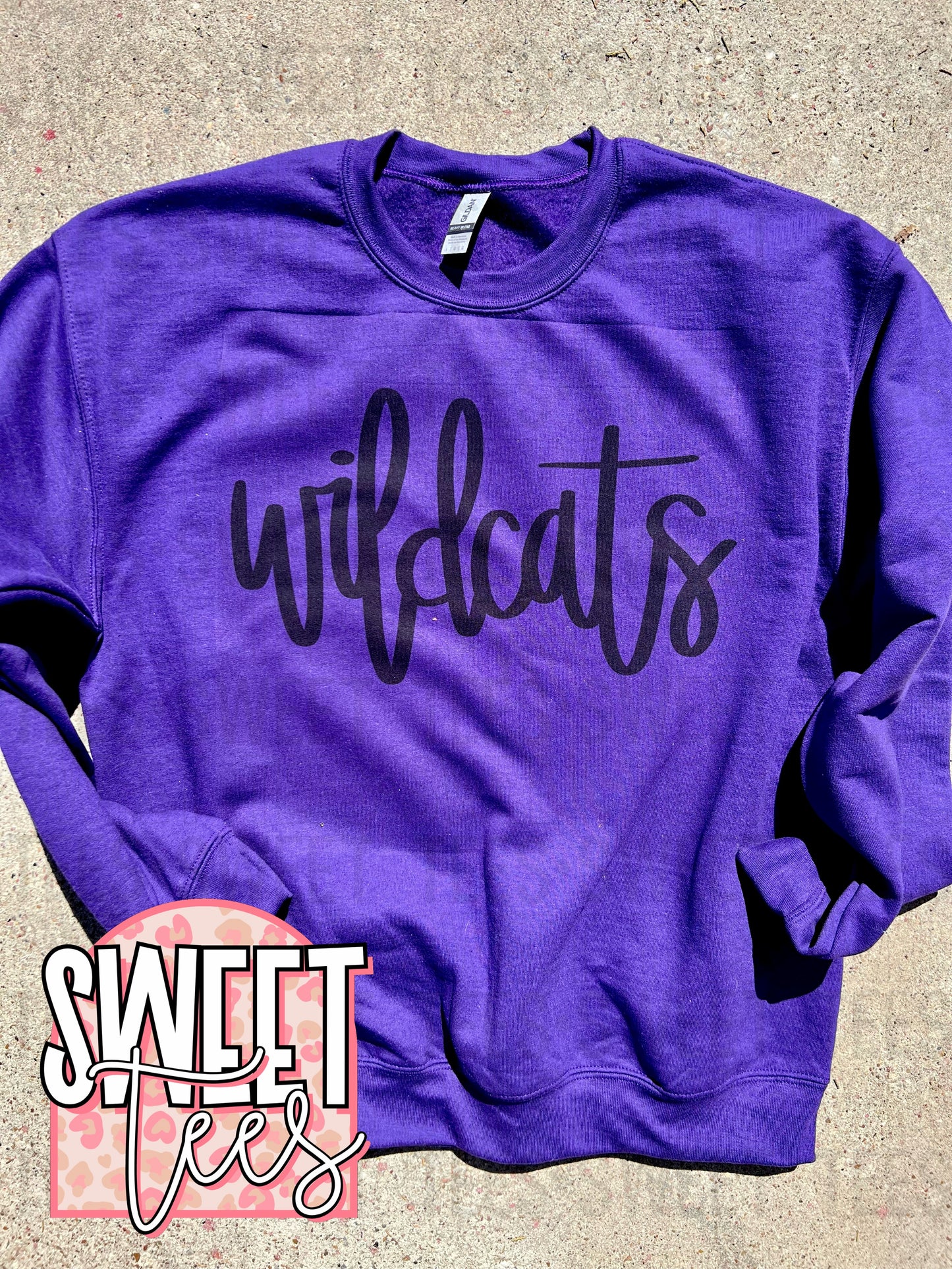 Wildcats Hand Lettered Script Purple Sweatshirt