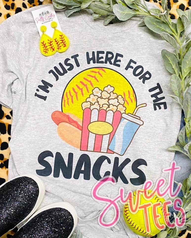 I'm Just Here for the Snacks Softball tee