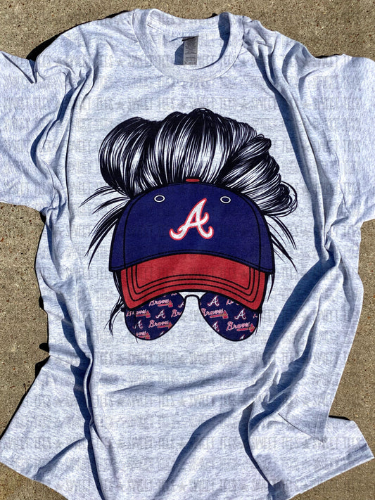 Braves Messy Bun Ball Cap tee
