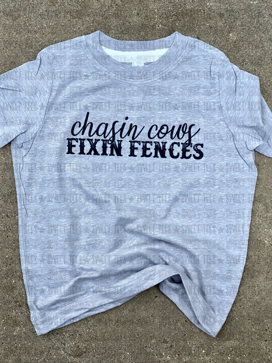 Chasin Cows Fixin Fences tee