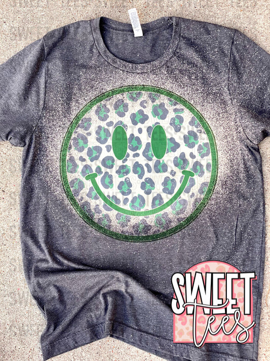 Green Leopard Smile Face tee