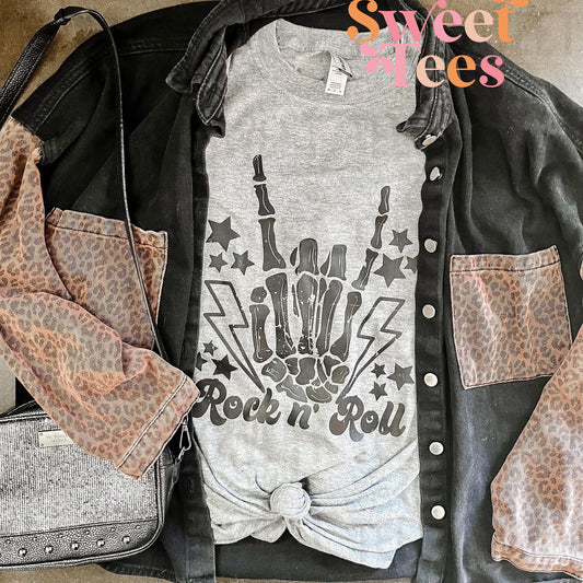 Rock and Roll Skeleton Hand tee