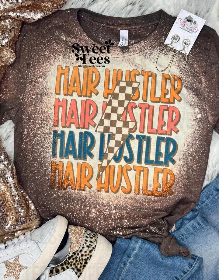 Hair Hustler Checkered Bolt tee