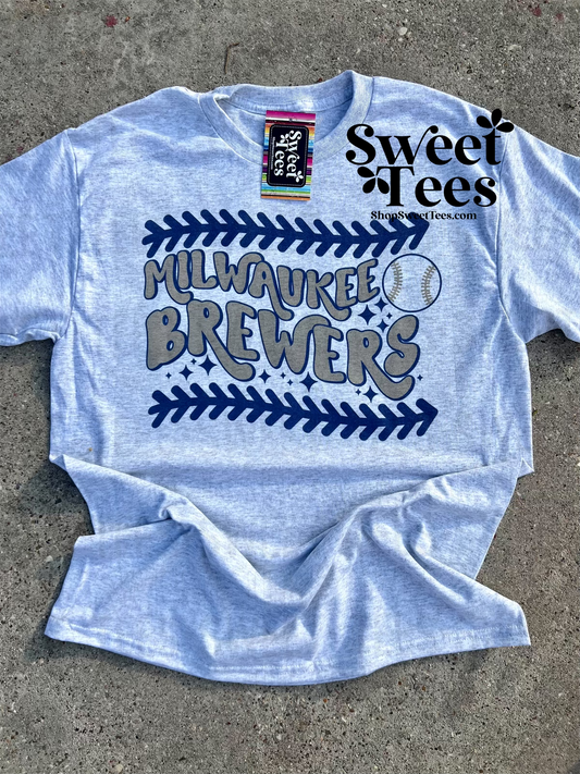 Brewers Warped Baseball Stitch tee