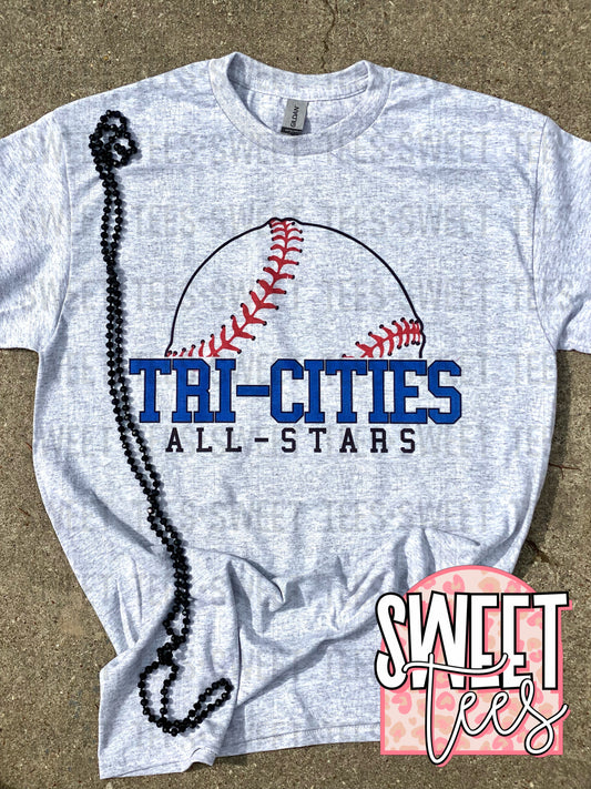 Tri-Cities All-Stars Half Baseball tee