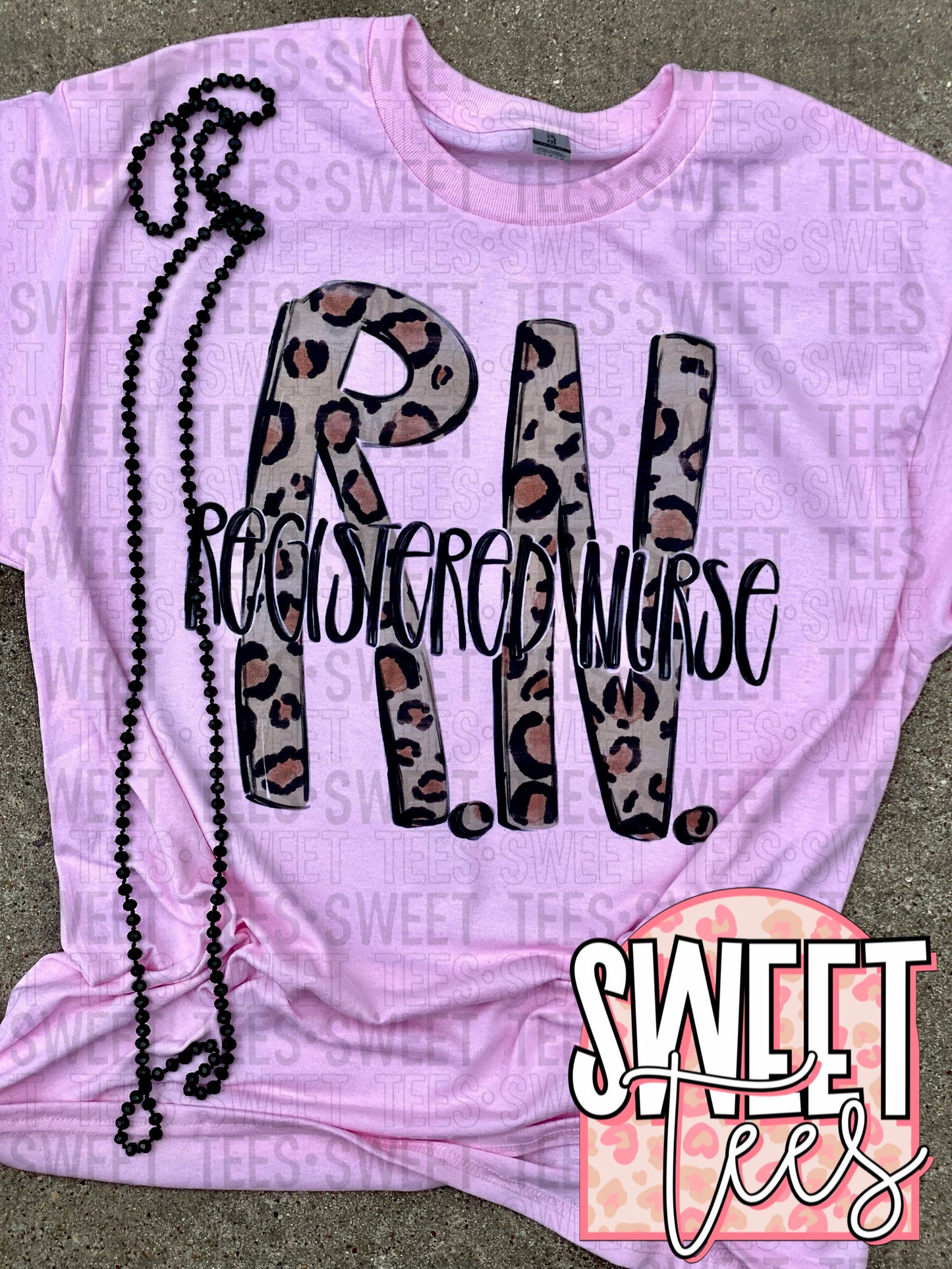RN Leopard Letters tee